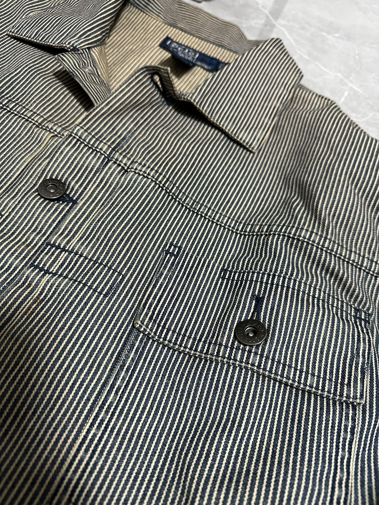RRL Vintage Striped Distressed Railroad Jacket