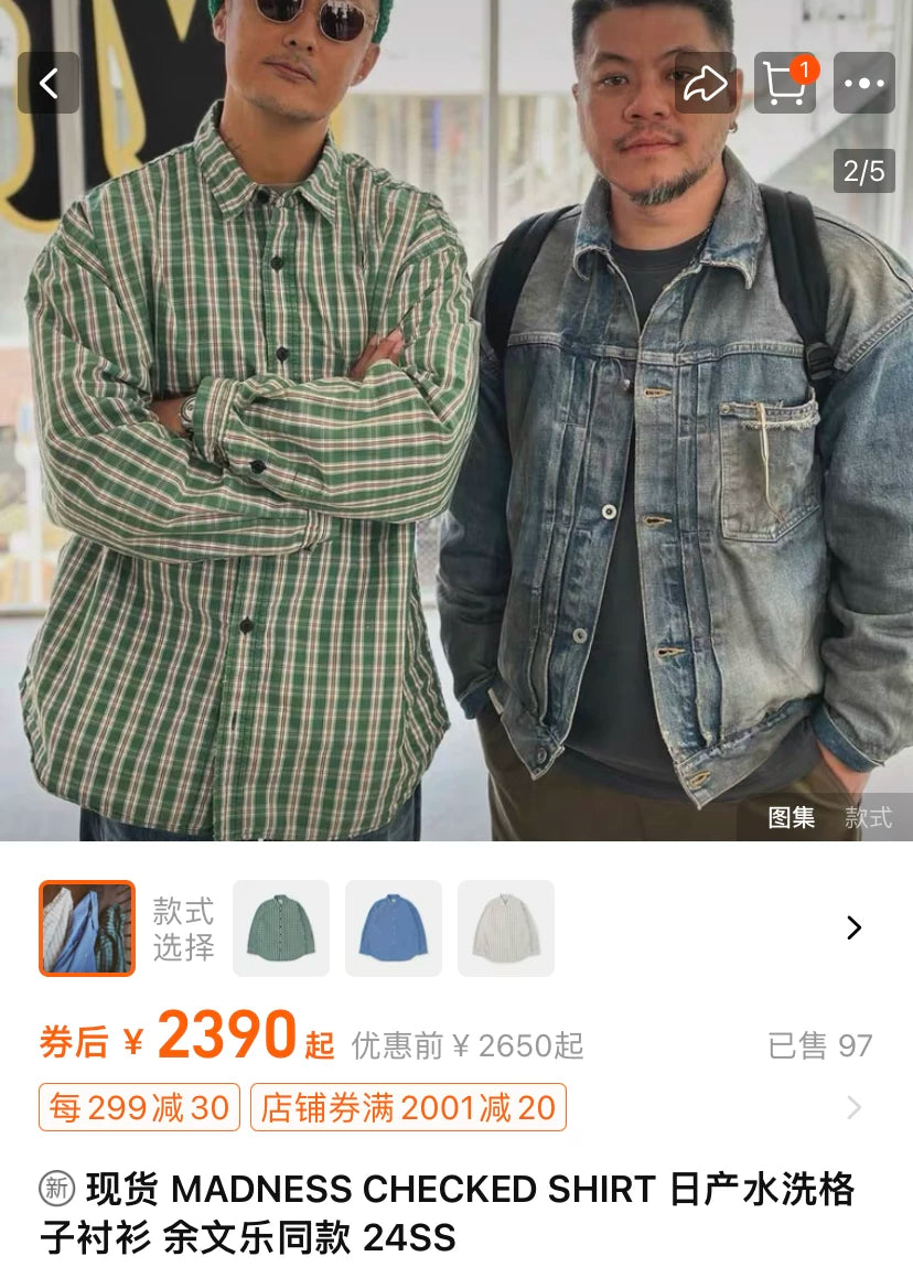 MADNESS 24SS Made in Japan Washed Plaid Shirt