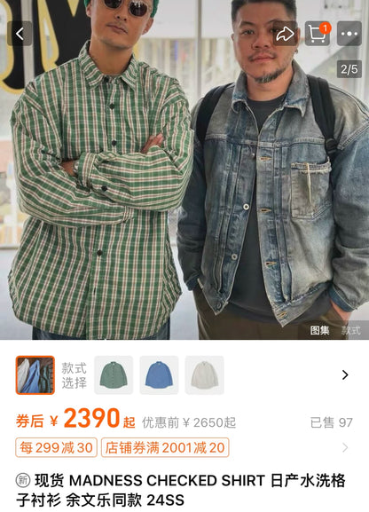 MADNESS 24SS Made in Japan Washed Plaid Shirt