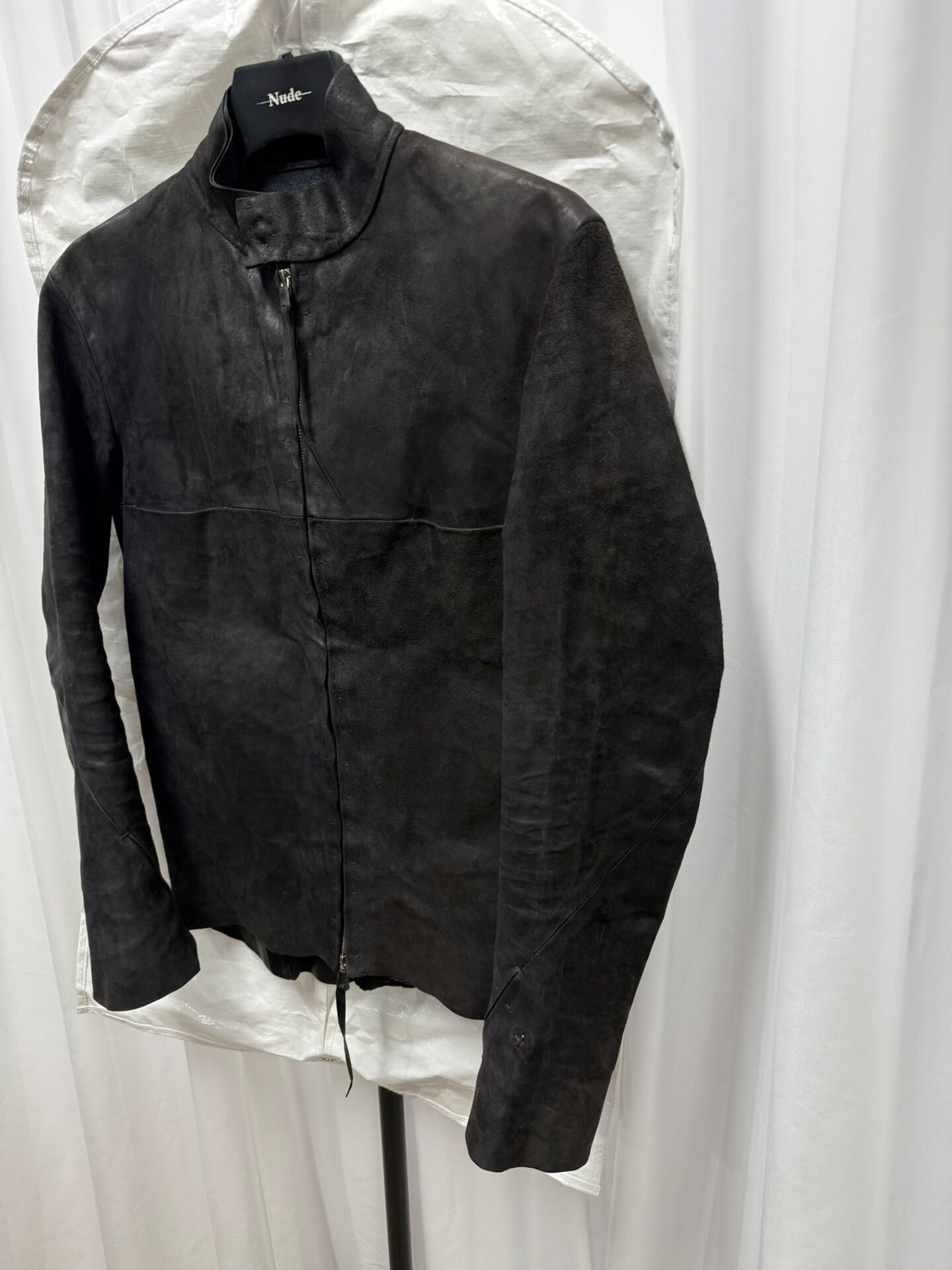 vintage distressed leather jacket size 50