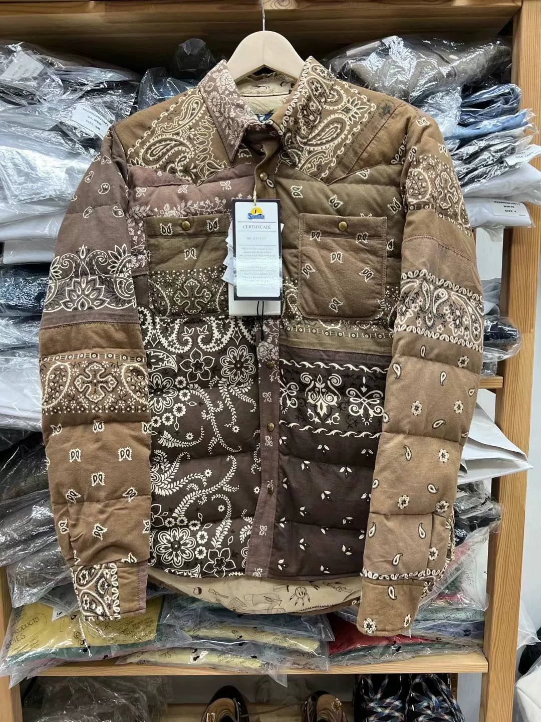 visvim kerchief down jacket in brown