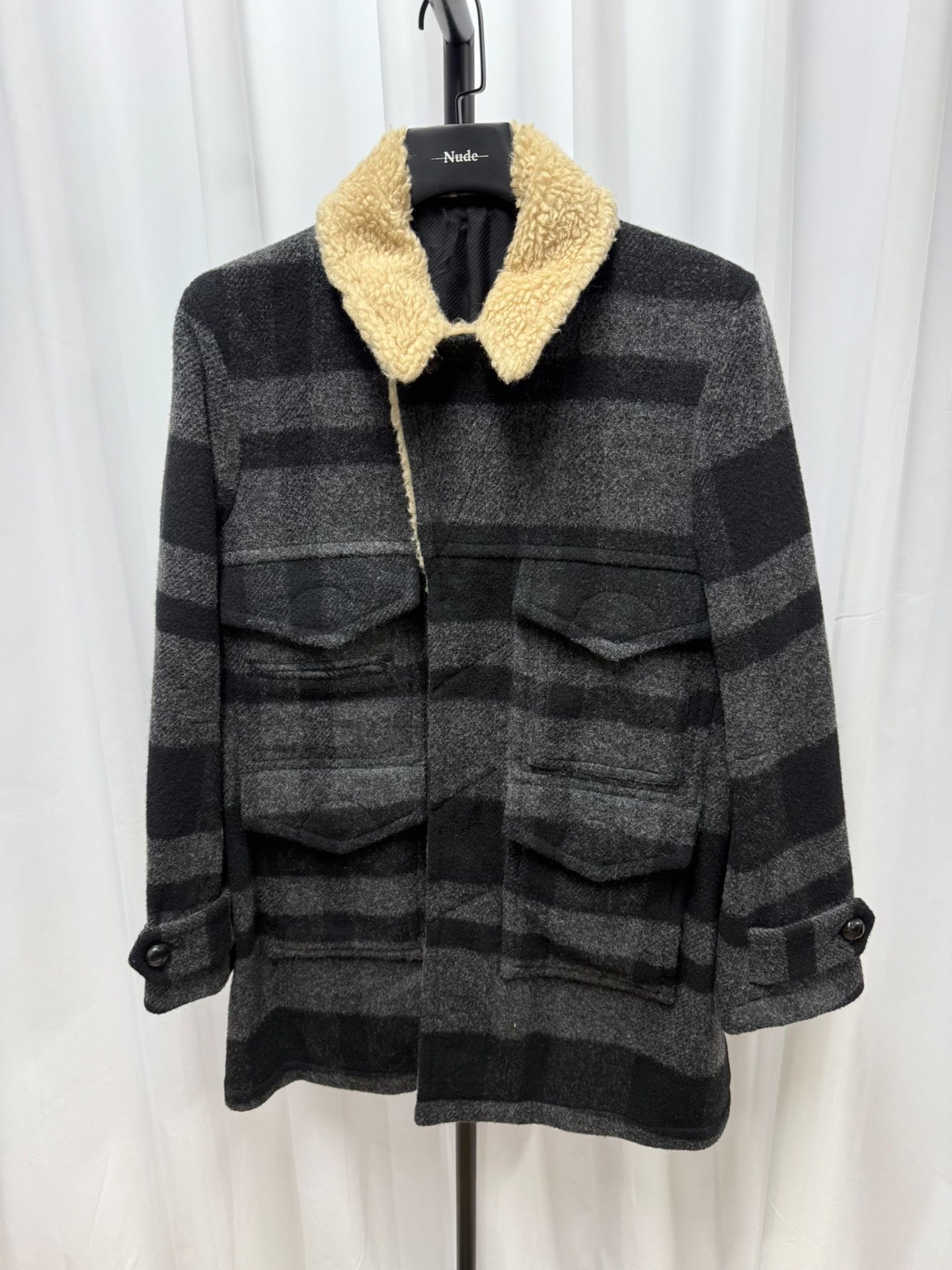 wool coat with faux fur collar