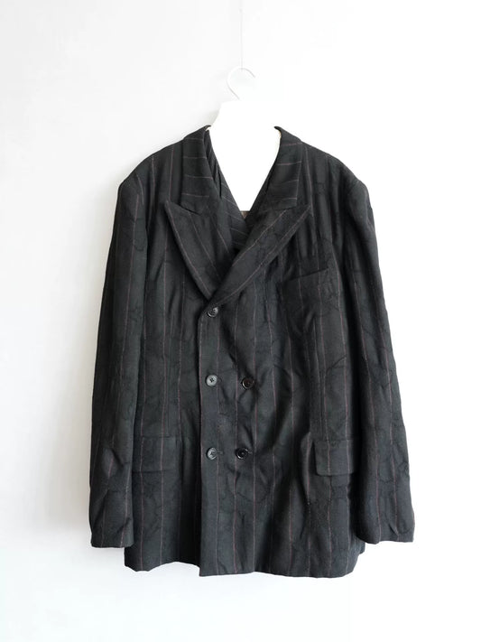 yohji yamamoto double-breasted stripe jacket