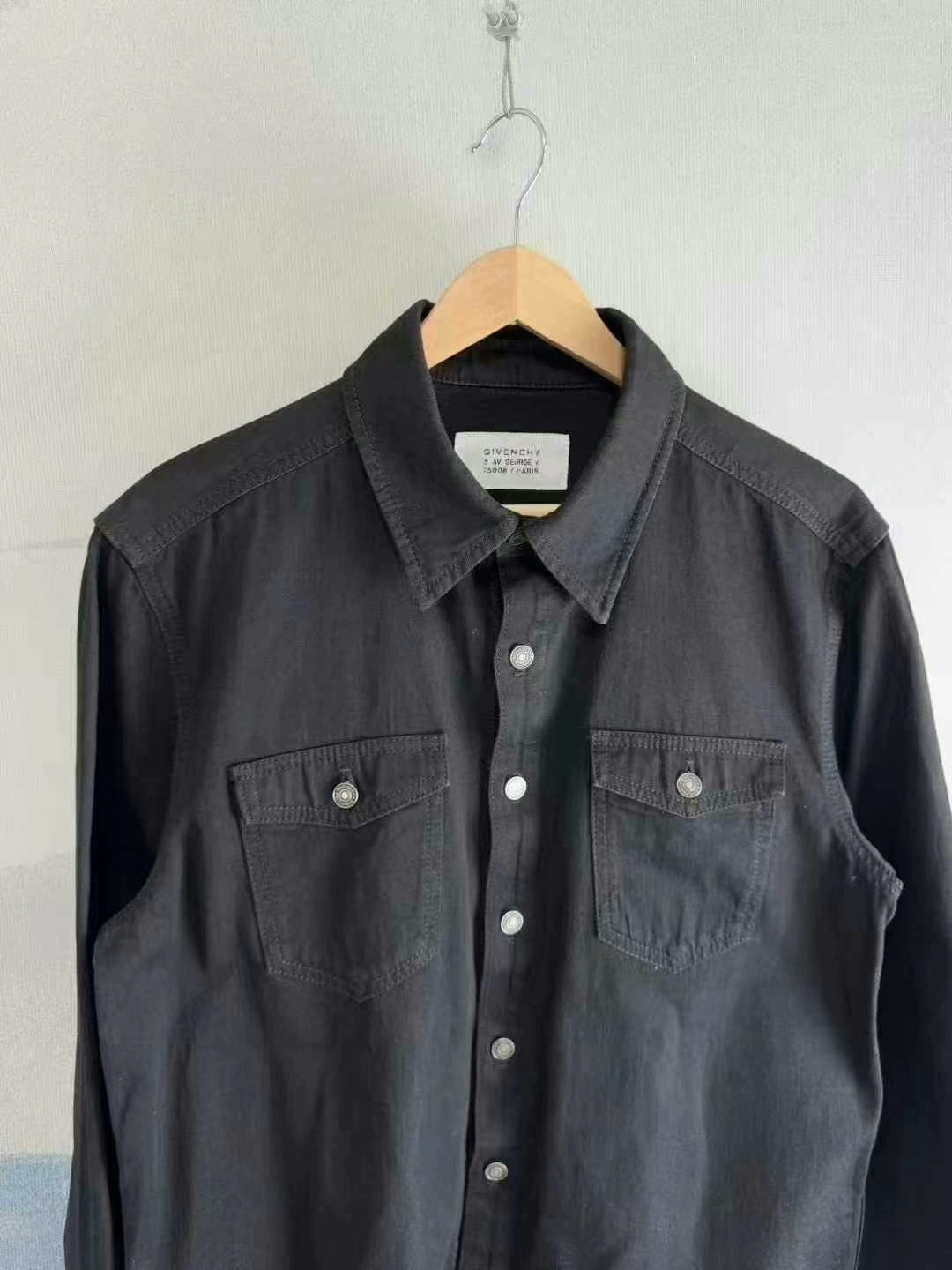 givenchy black rainbow embroidered denim shirt