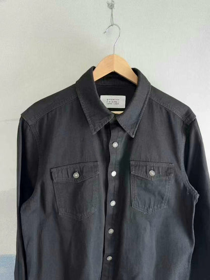 givenchy black rainbow embroidered denim shirt