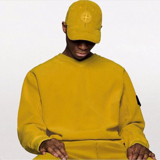 stone island corduroy hat in yellow
