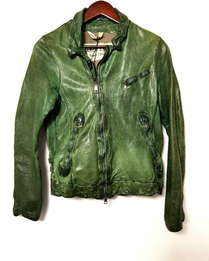 Giorgio Brato Vintage Dark Green Leather Jacket