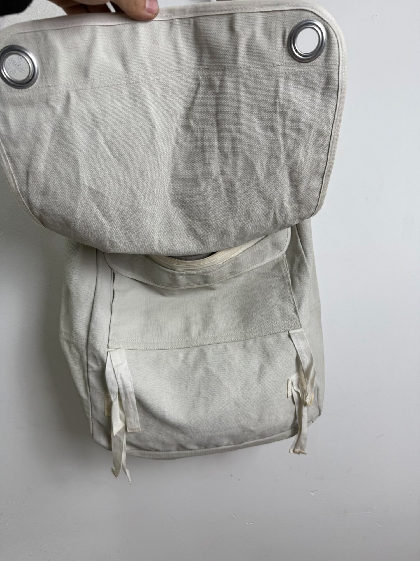 vintage dries van noten 90s waxed denim bag