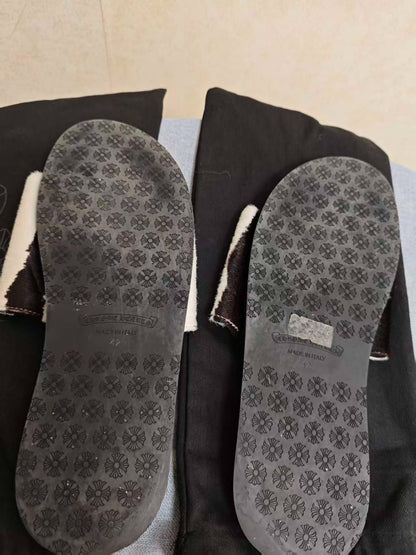 Chrome Hearts Apple Green Horsehair Slippers