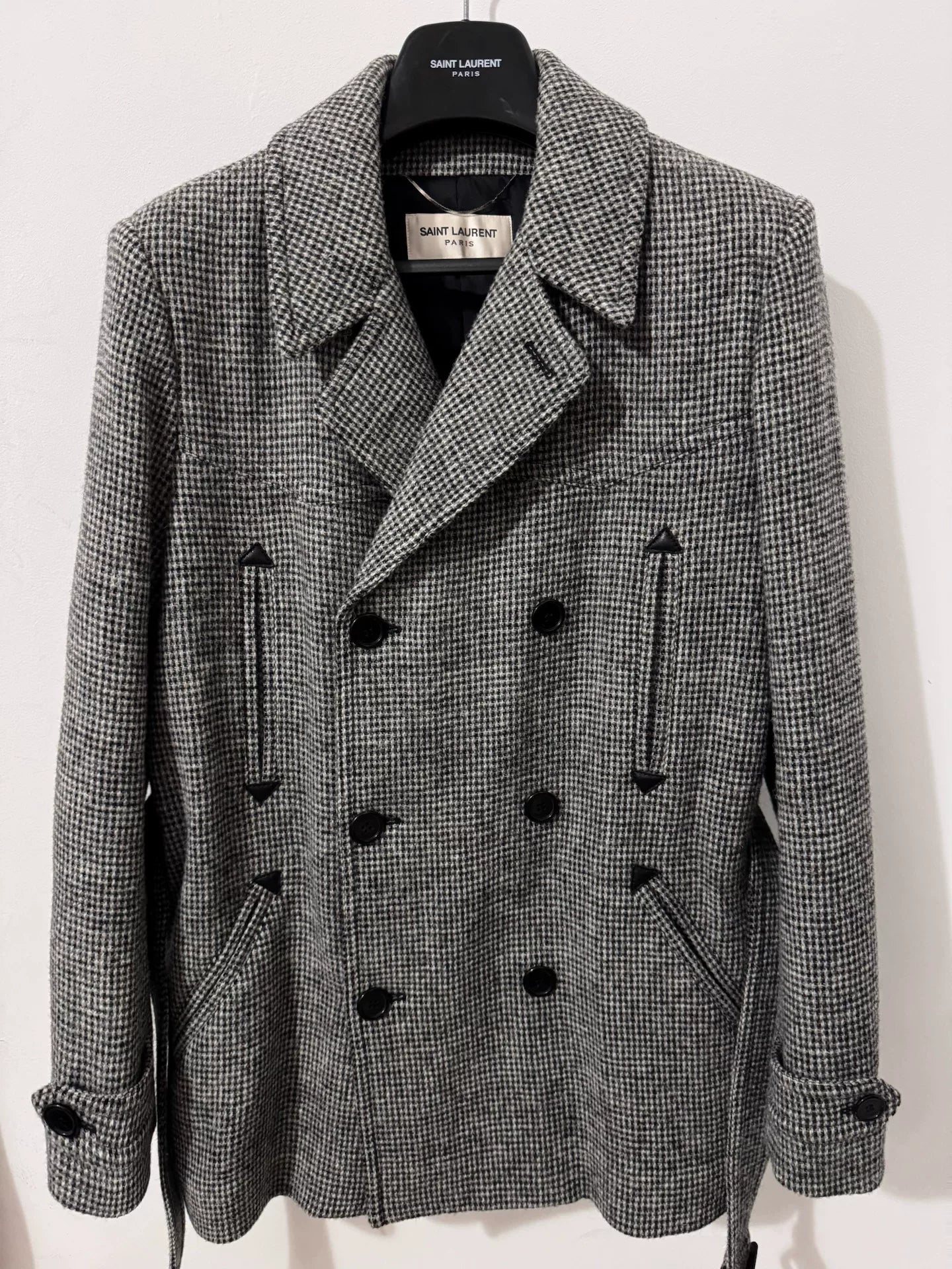 Saint Laurent Double-Breasted Check Coat