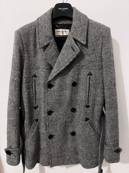 Saint Laurent Double-Breasted Check Coat