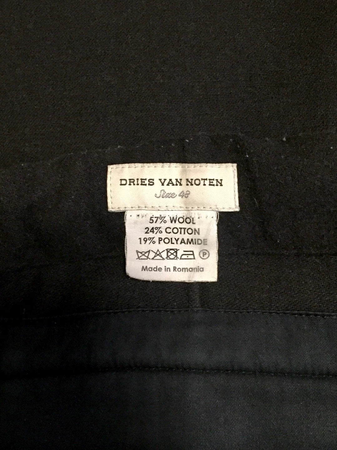 Dries Van Noten Black Wool Trousers