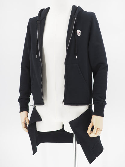 alexander mcqueen zip long hoodie black xs