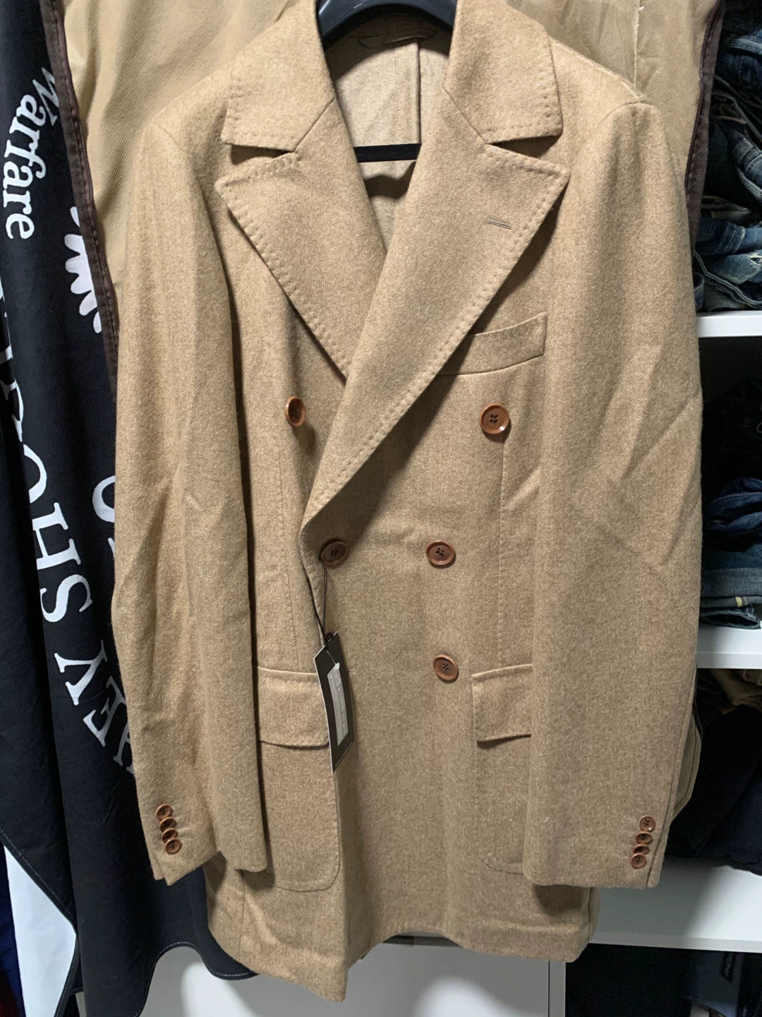 brand  double-breasted jacket in brown