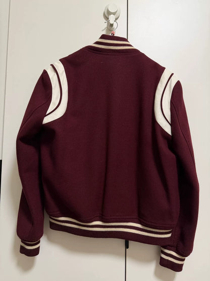 Saint Laurent Maroon Varsity Jacket