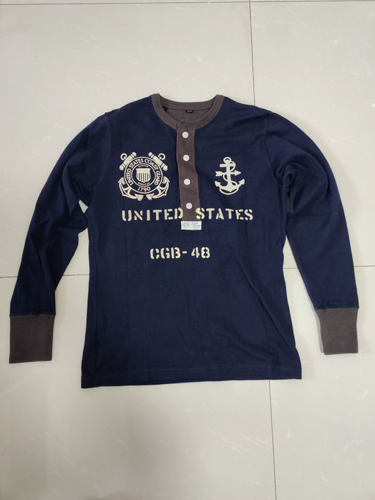 freewheelers navy anchor graphic long sleeve shirt