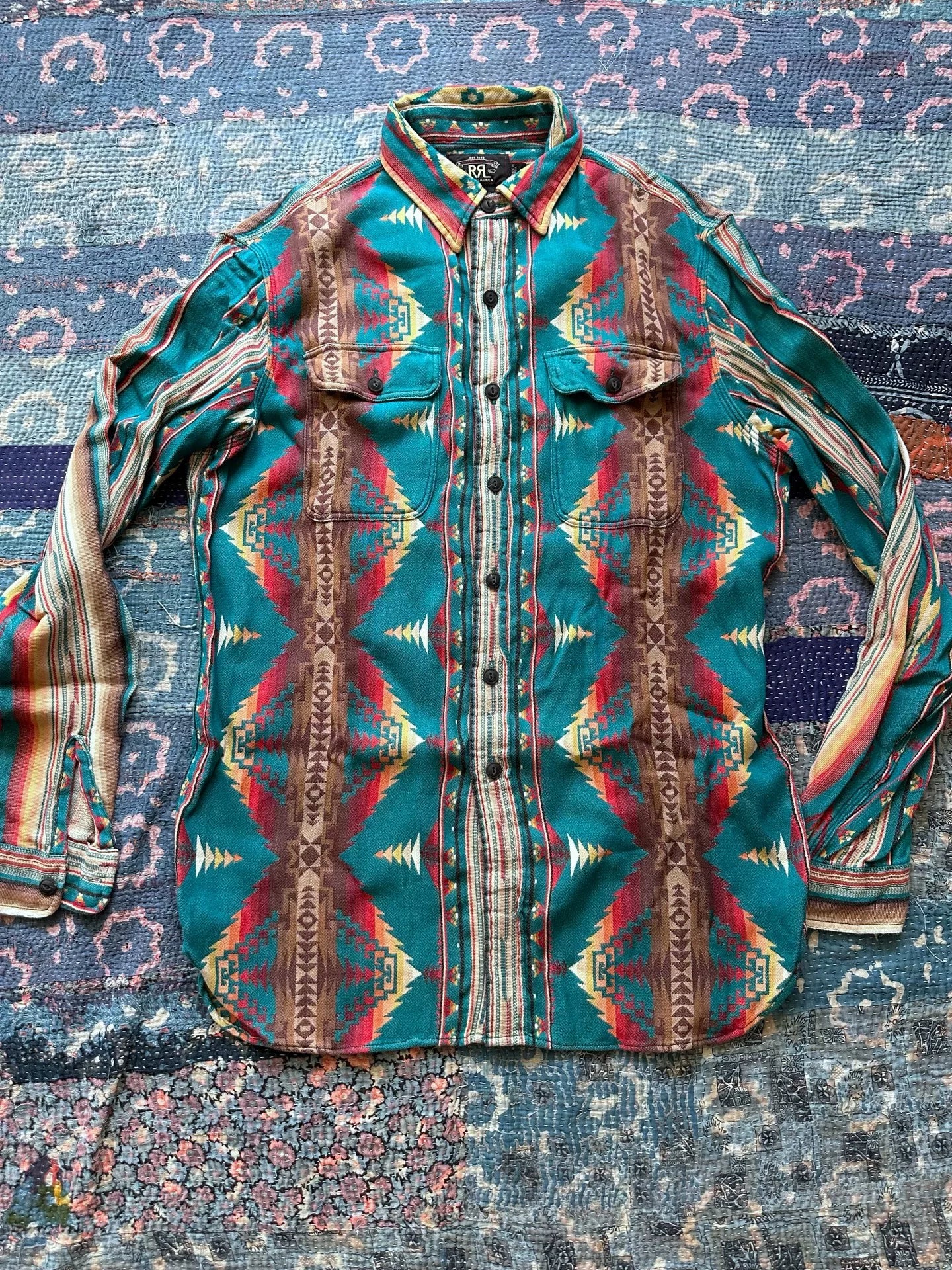 rrl southwestern print long sleeve shirt