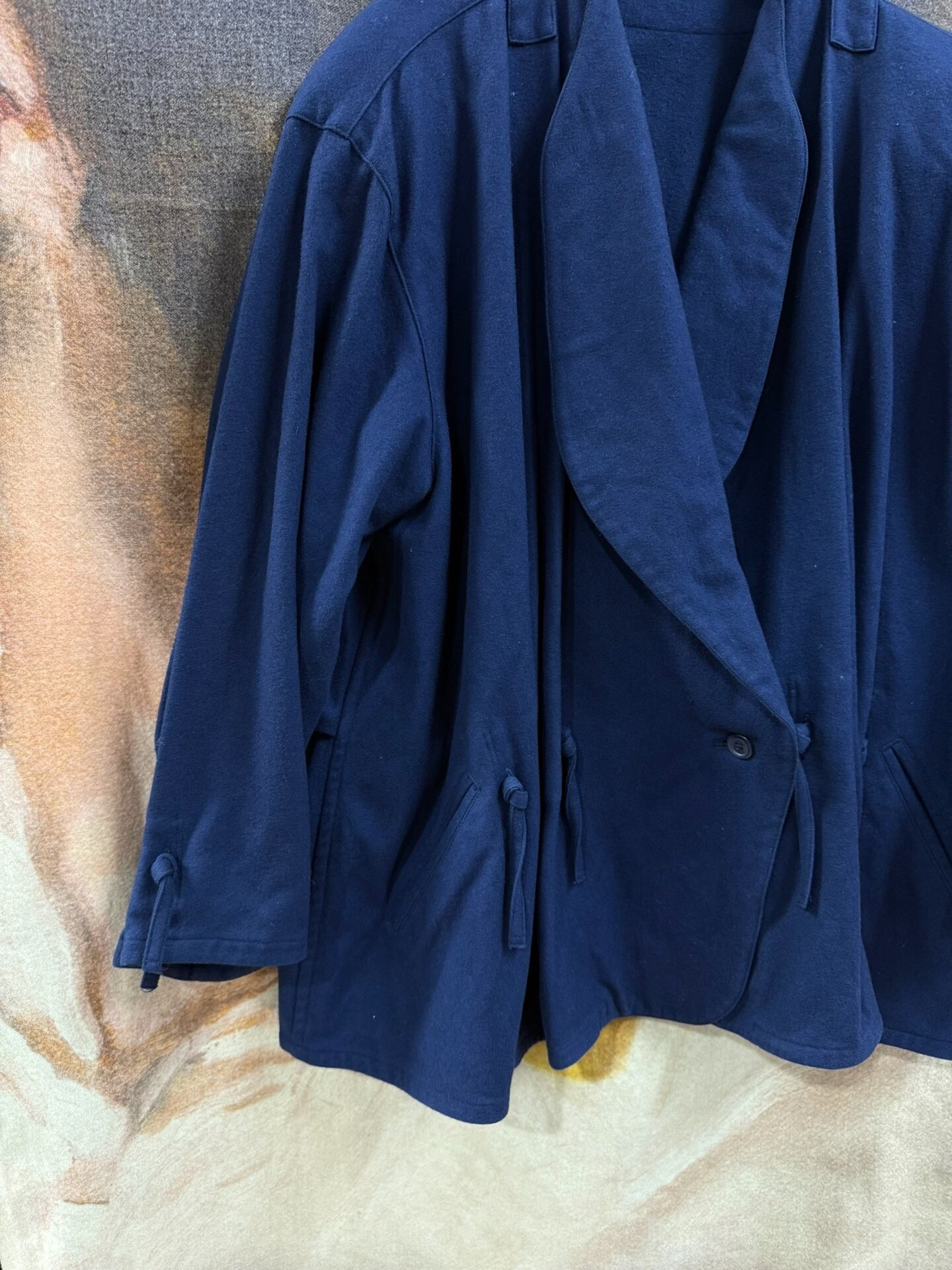 issey miyake pleated drawstring wool coat