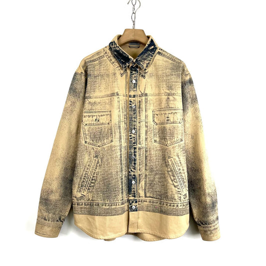 Dior Beige Distressed Gradient Denim Jacket