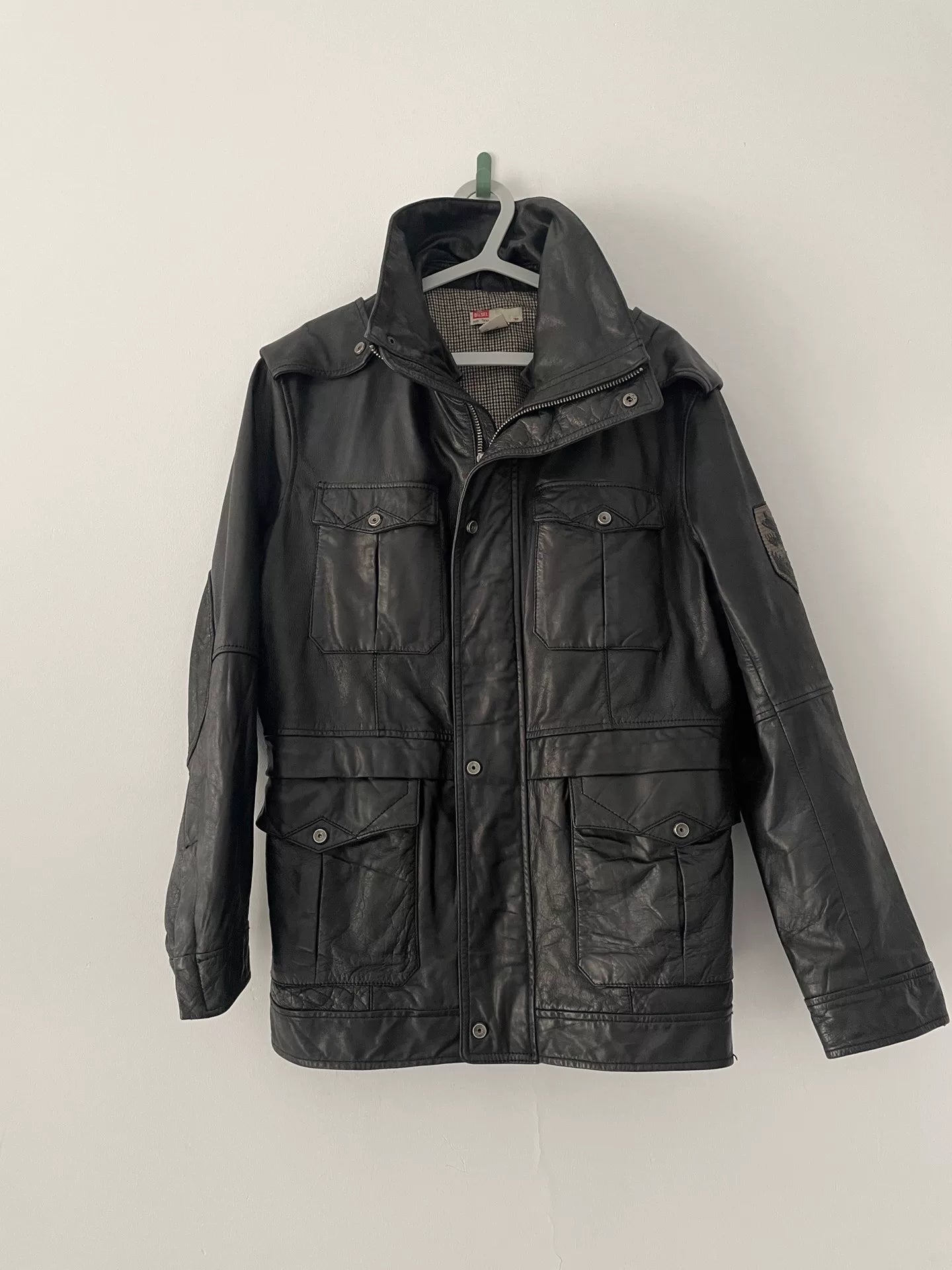 diesel leather jacket with multiple zippers