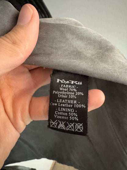 wool and leather hooded jacket