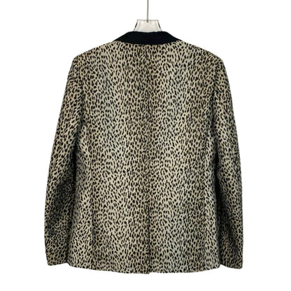 Saint Laurent Leopard Print V-Neck Blazer