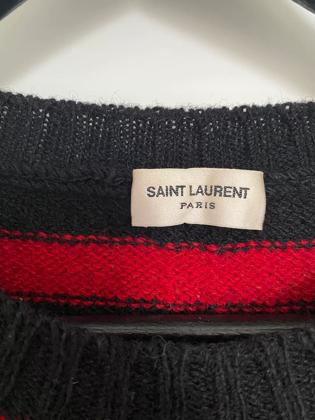 Saint Laurent Wool Red Black Stripe Sweater