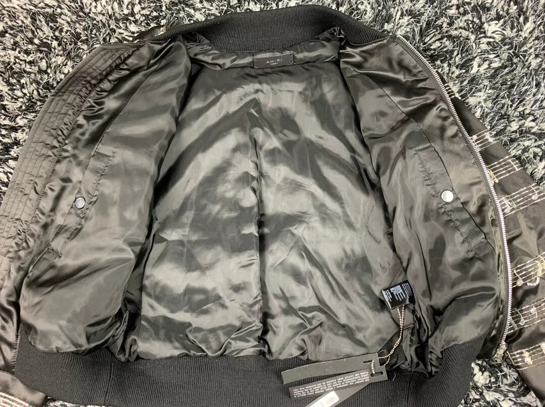 amiri music note bomber jacket