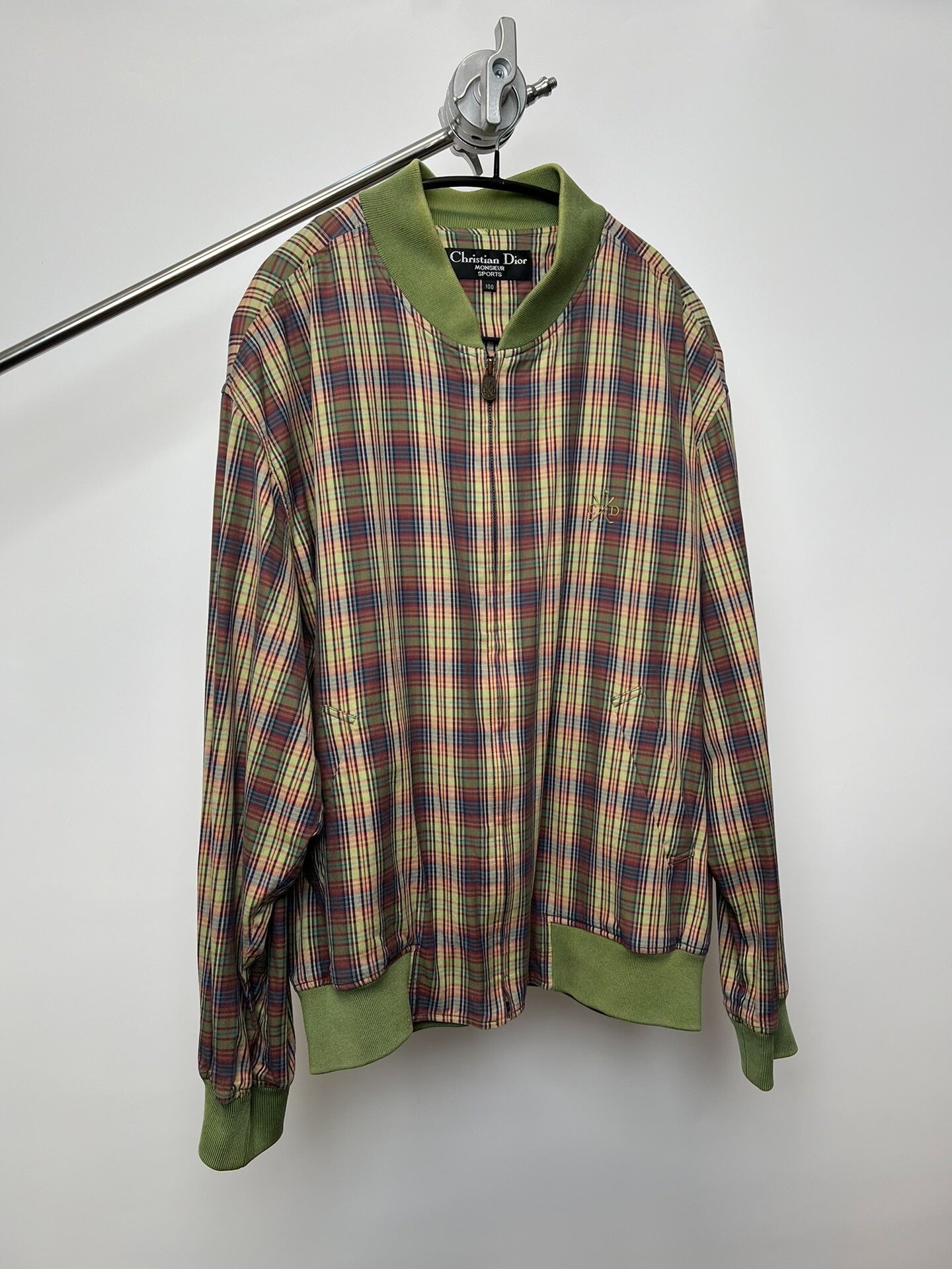Christian Dior Green Plaid Zip Jacket