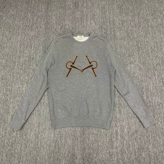 hermes gray crew neck sweatshirt medium
