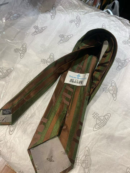 Vivienne Westwood Army Green Stripe Saturn Tie