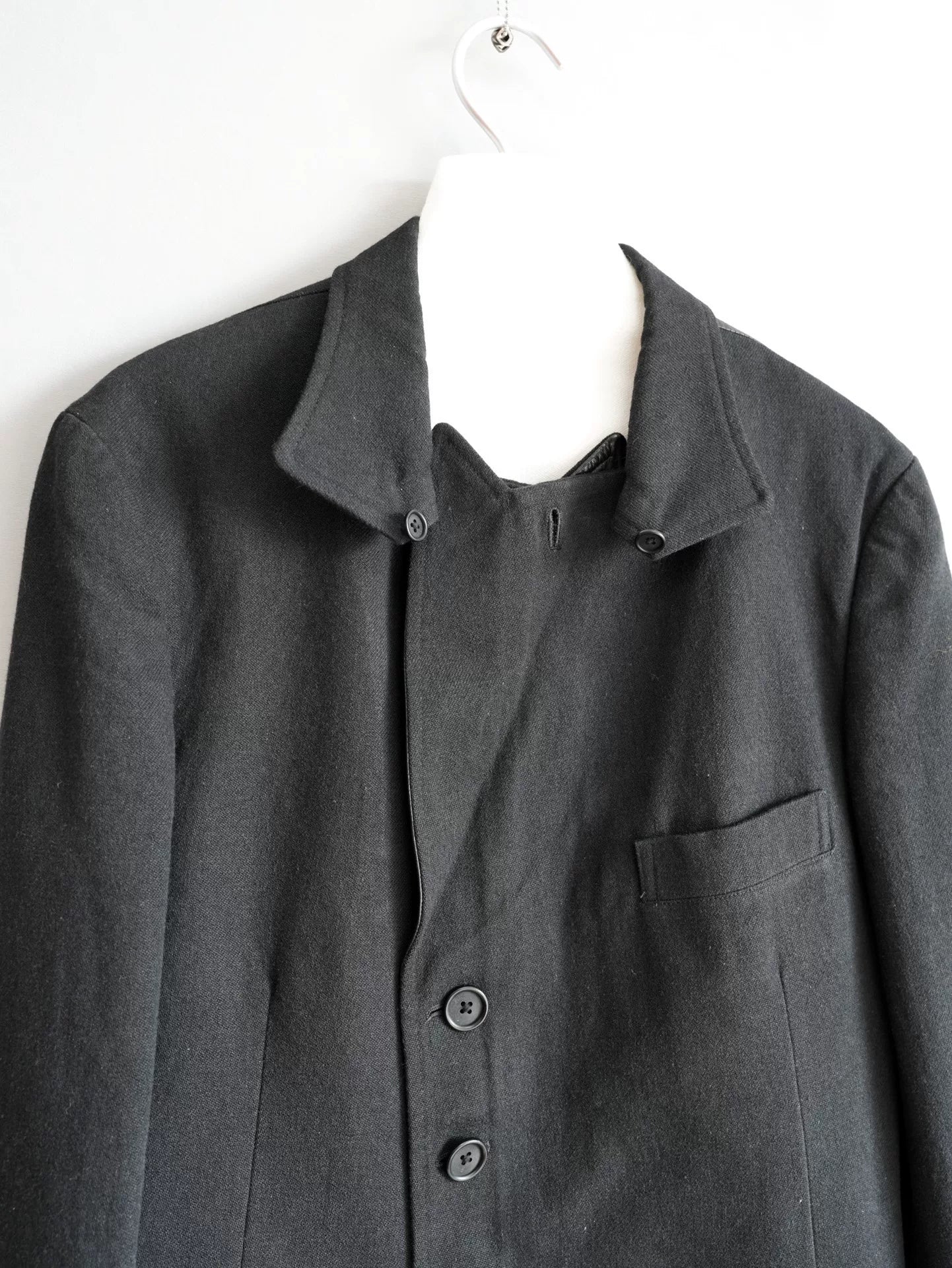 black zip front jacket by yohji yamamoto