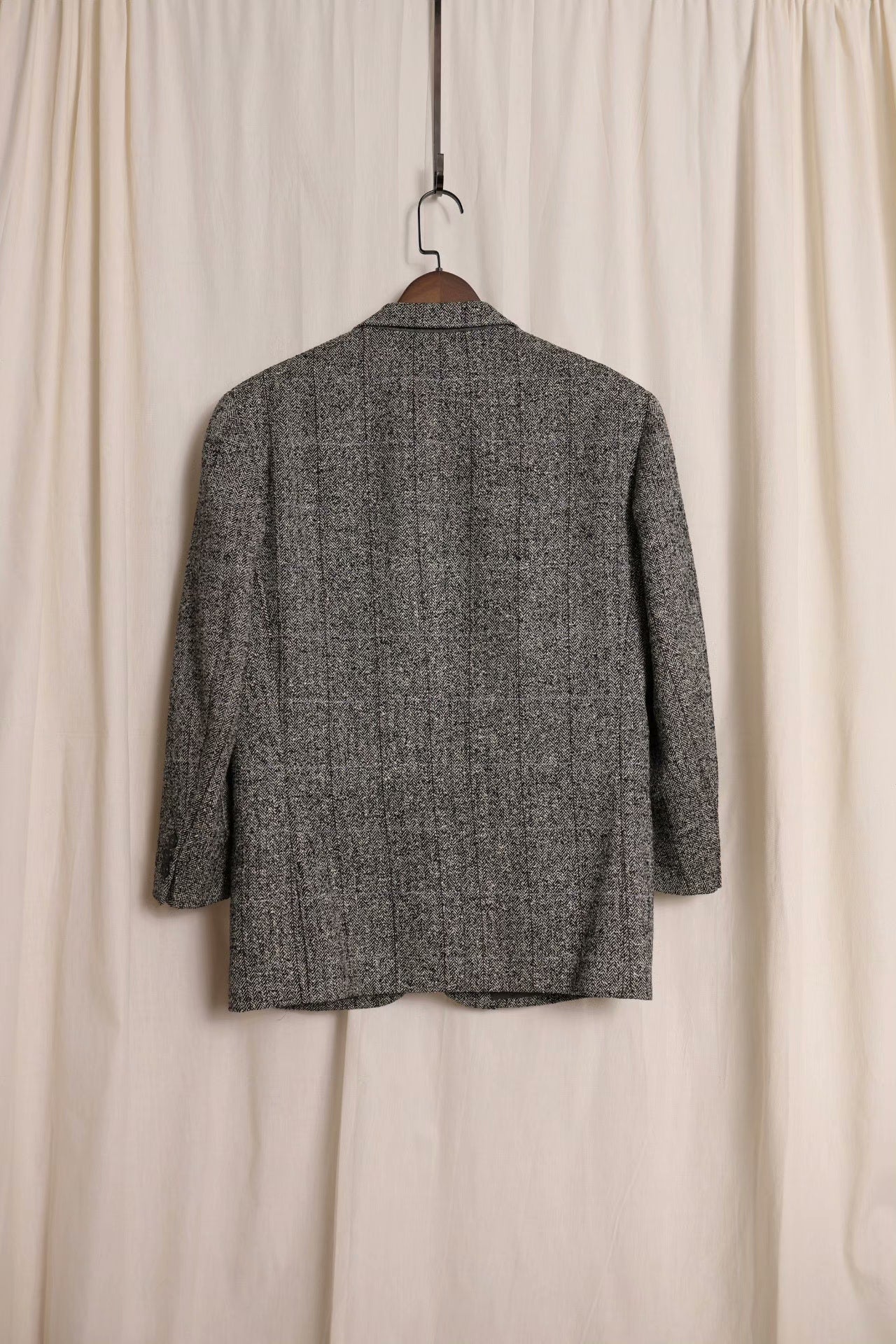 YSL Gray Herringbone Wool Suit Blazer
