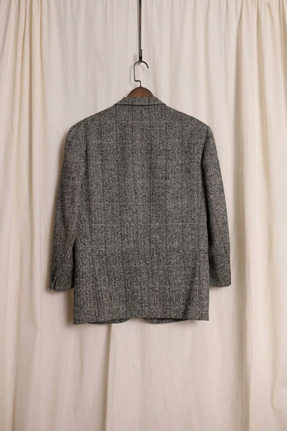 YSL Gray Herringbone Wool Suit Blazer
