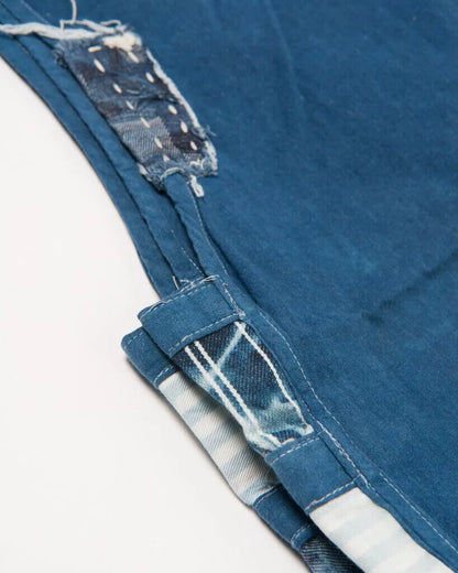boro hand stitched blue dye vest