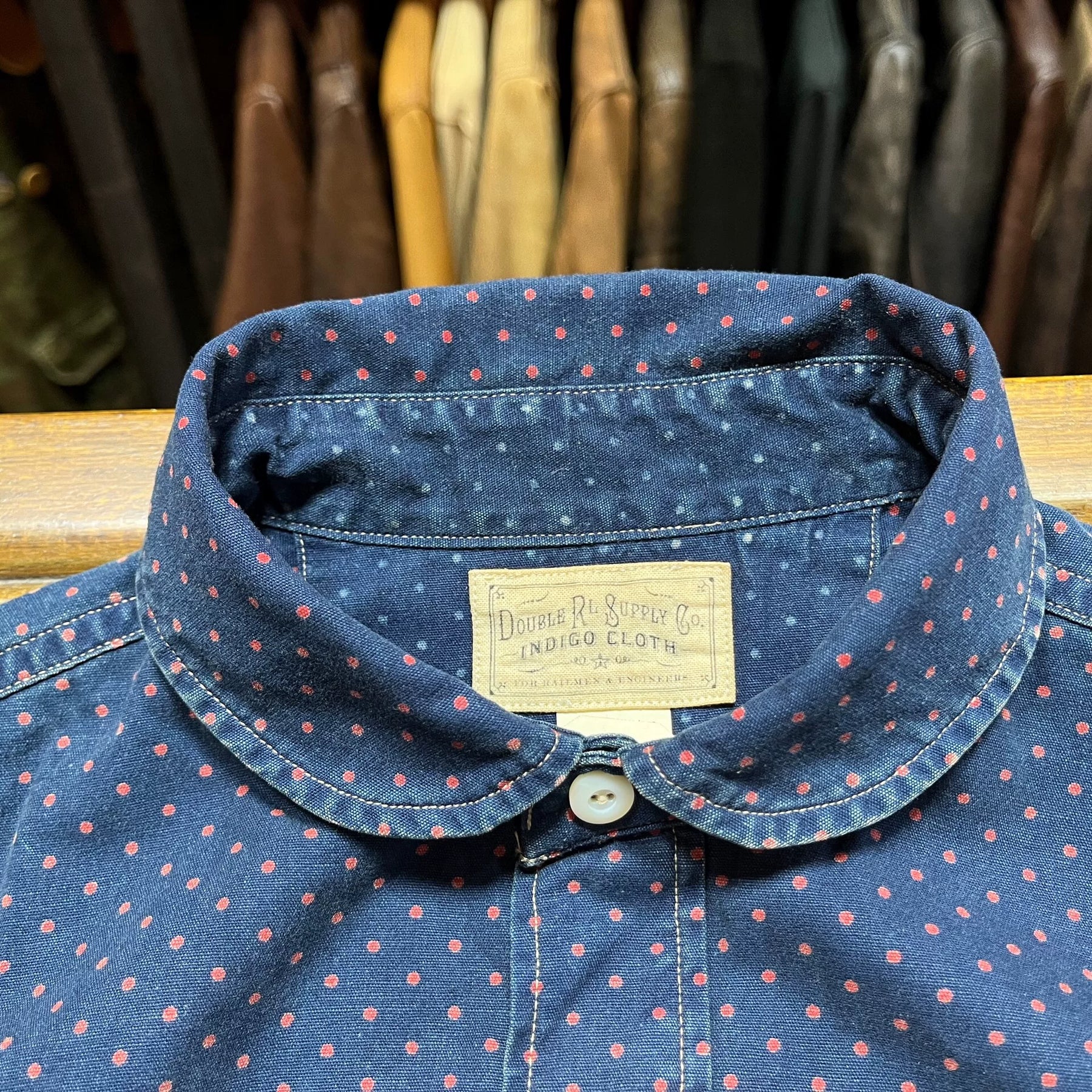 RRL Indigo Polka Dot Work Shirt