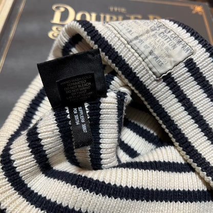 RRL Black White Striped Beanie