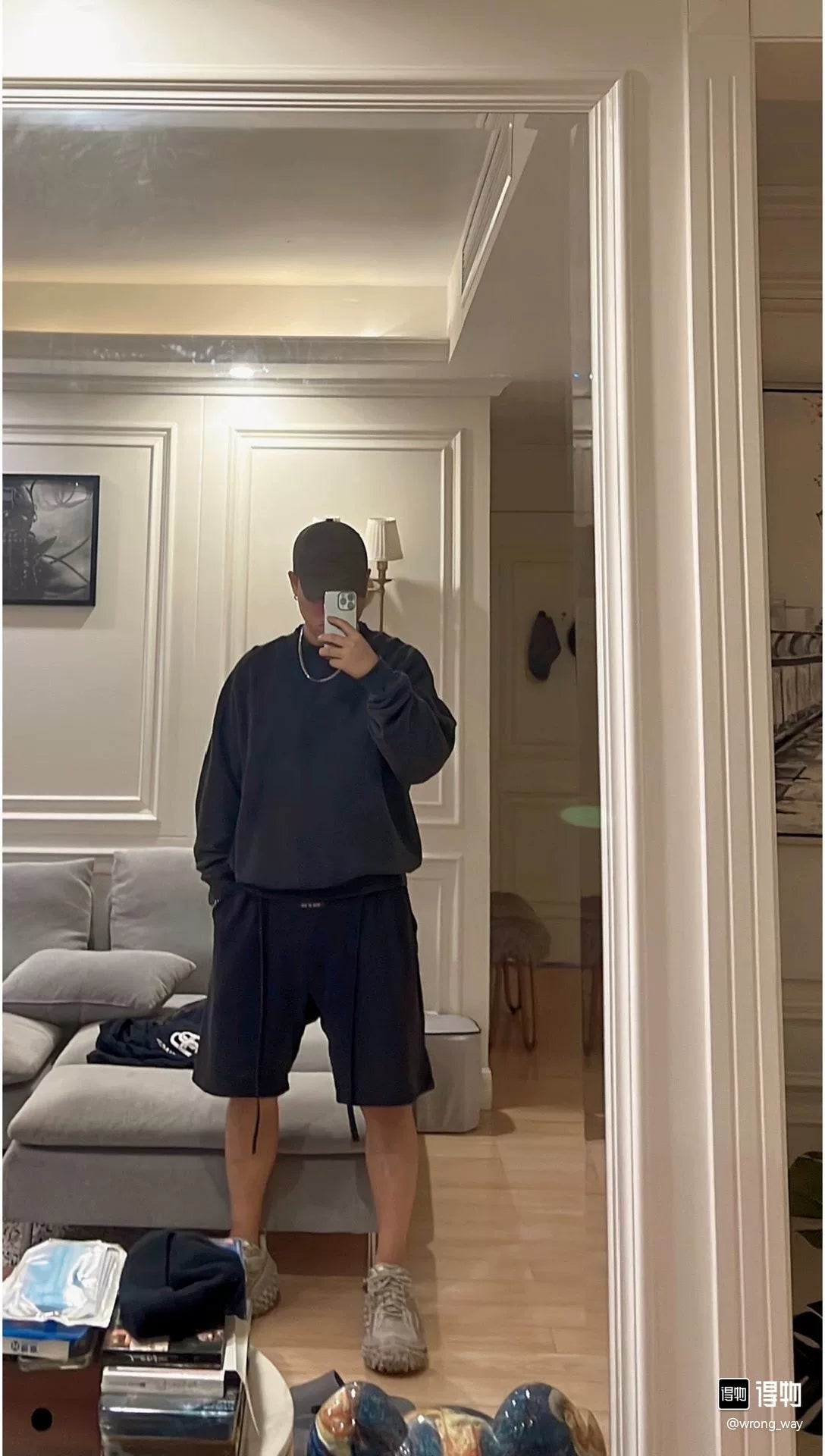fear of god distressed shorts with belt
