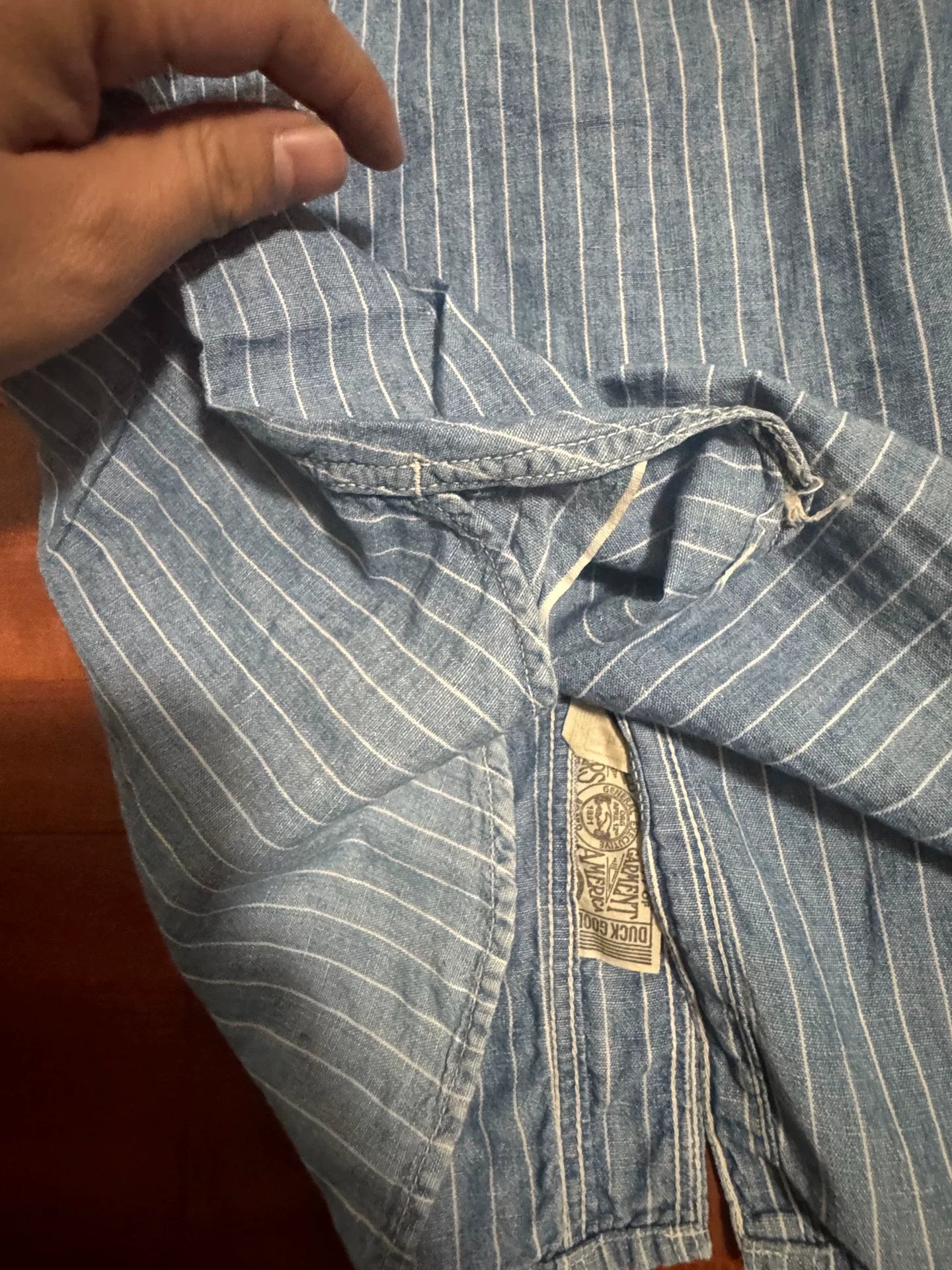 Blue Striped Denim Button-Up Shirt