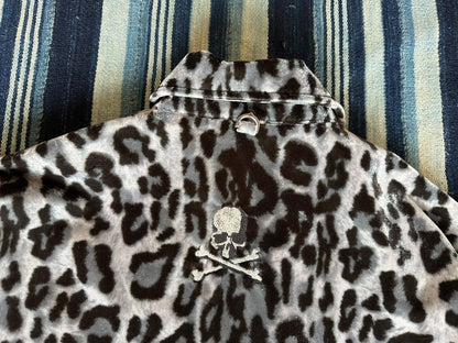 leopard print embroidered velvet jacket MMJ