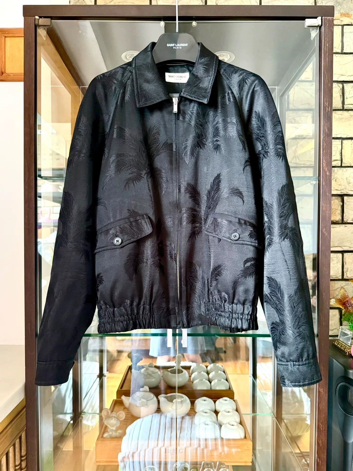 saint laurent silk embroidered jacket