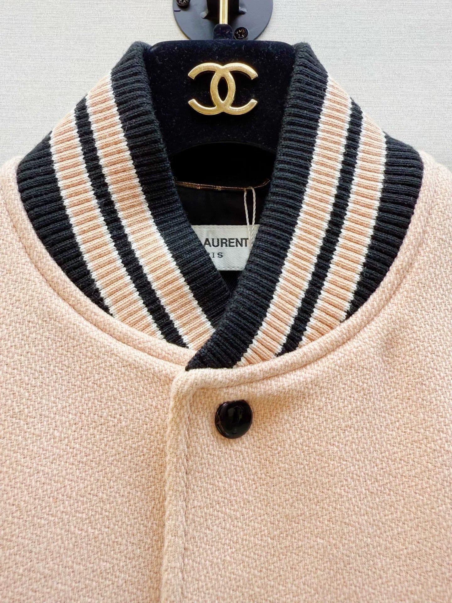 Saint Laurent Beige Baseball Jacket