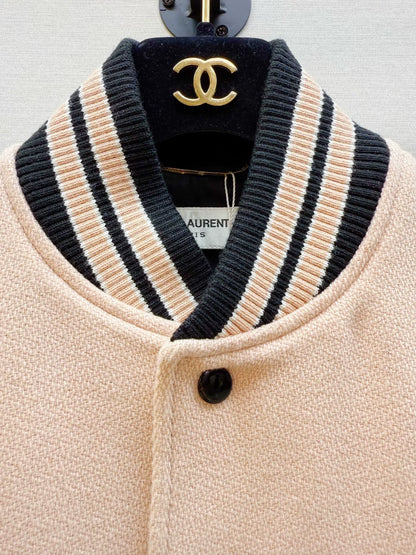 Saint Laurent Beige Baseball Jacket
