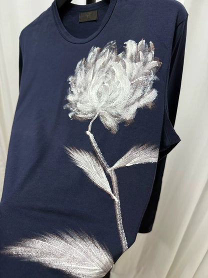 yohji yamamoto men's painted flower long sleeve shirt