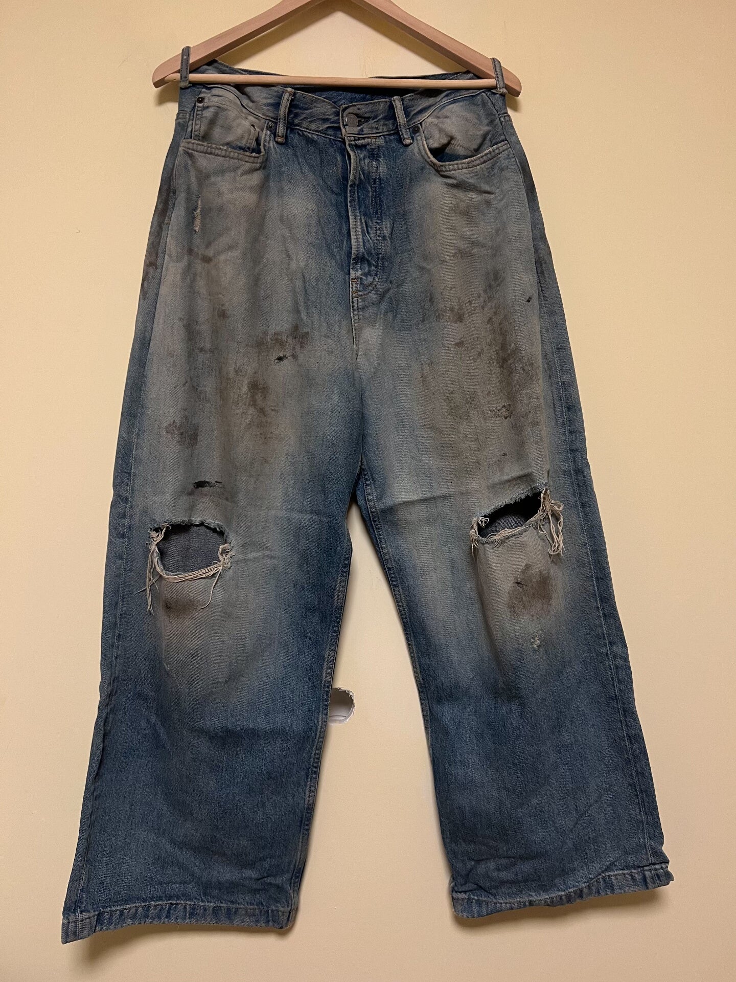 Acne Studios Distressed Denim Wide-Leg Pants