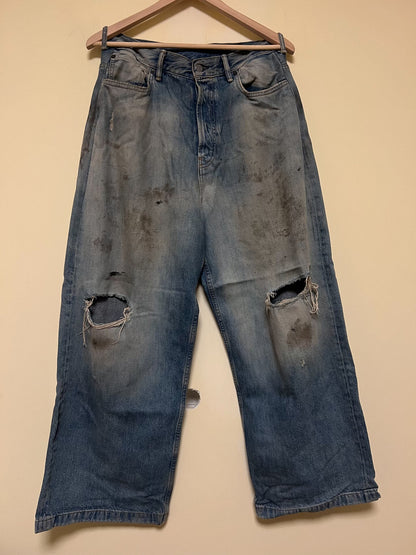 Acne Studios Distressed Denim Wide-Leg Pants