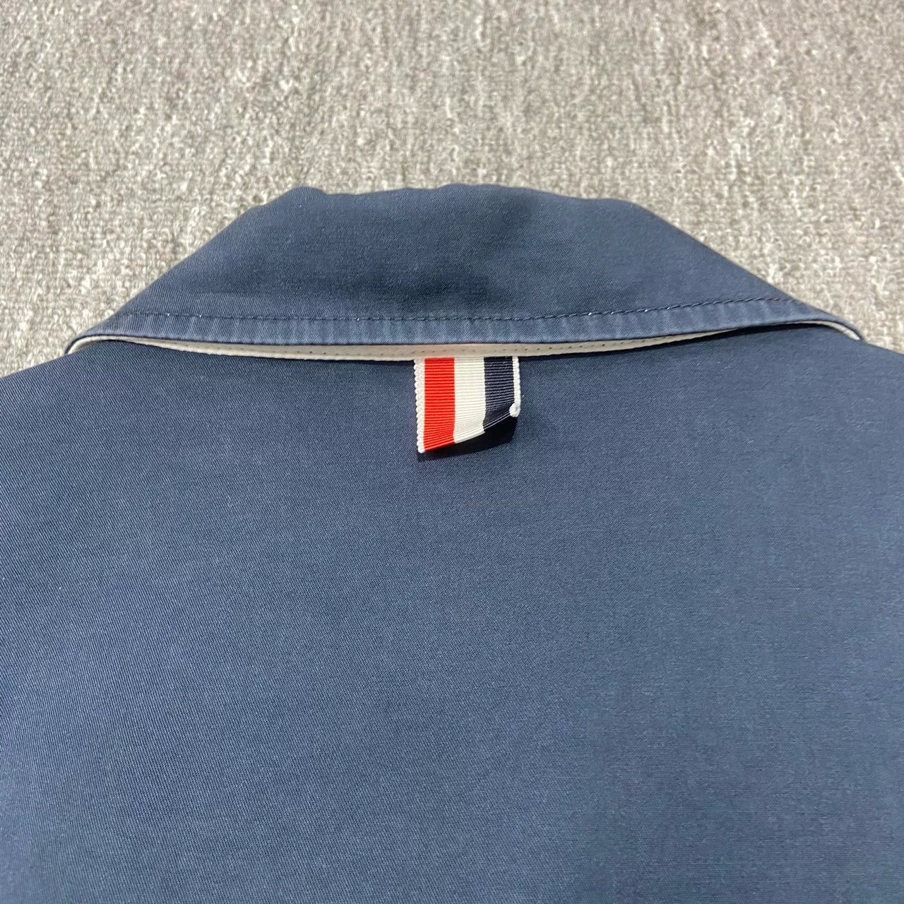 thom browne anchor jacket in navy blue