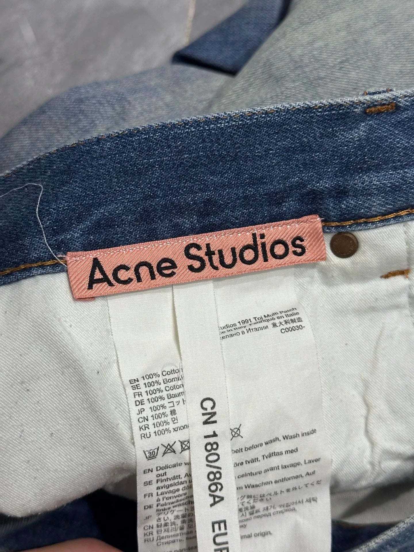 Acne Studios Patchwork Blue Denim Pants