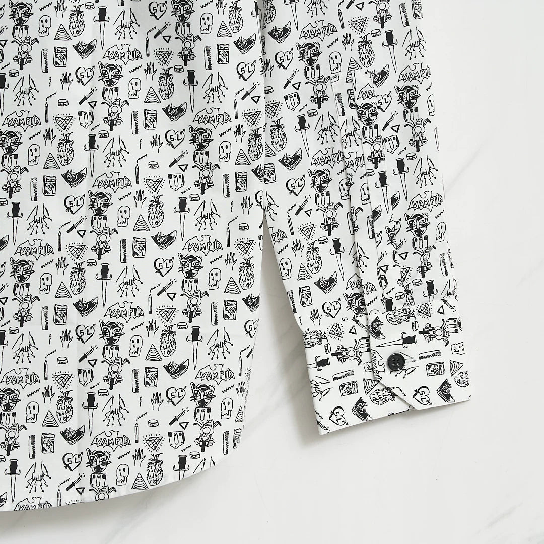 Saint Laurent Men's Graphic Print Cotton Shirt