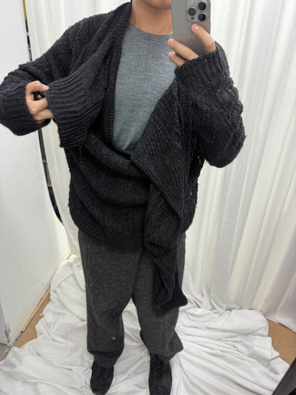 unique yohji yamamoto knitwear with high collar